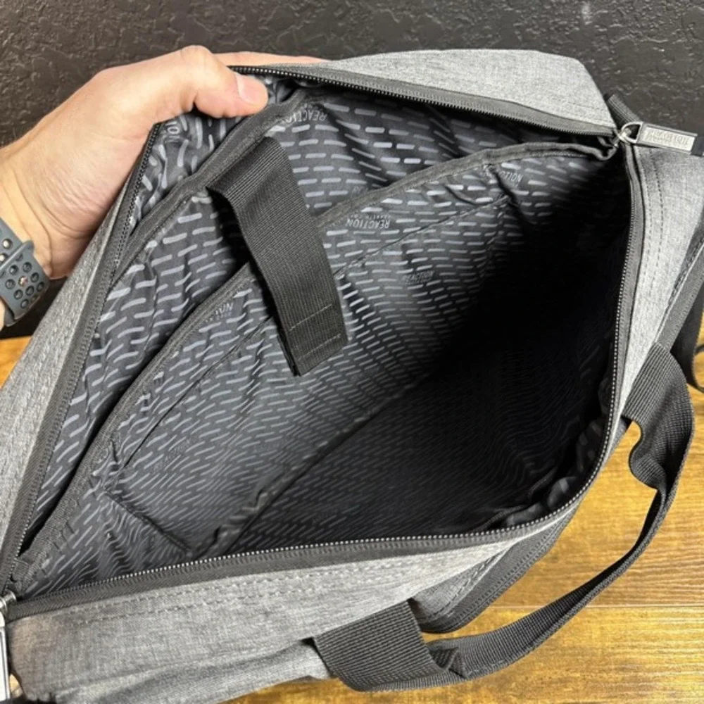 Kenneth‎ Cole Reaction Grey Polyester Laptop Messenger Briefcase Bag Mens OS